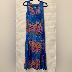 Silver Moon Creations Maui Hawaii Colorful Maxi Dress 100% Rayon XS coastal boho